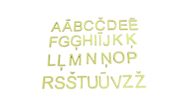 Latviešu alfabēts | Lielie Drukātie | Laima zaļā krāsā